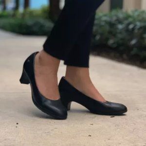 Shoes for Crews- "Olivia" Black Leather Heels Size 8